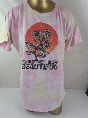 Life Is Beautiful Tie Dye Concert Tee 2022 Music Festival Line Up On Back Large